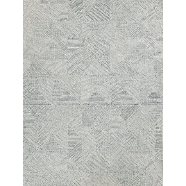 Exquisite Rugs Caprice Tufted New Zealand Wool & Cotton Light Blue/Ivory Rug-9'X12' For Sale