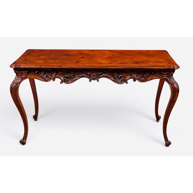 19th Century French Louis XV Carved Solid Oak Parquetry Bureau Plat Writing Desk A beautifully proportioned late 19th-...