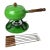 Vintage Mid Century Modern Gourmet Fondue Set Green Enamel- 12 Pieces For Sale