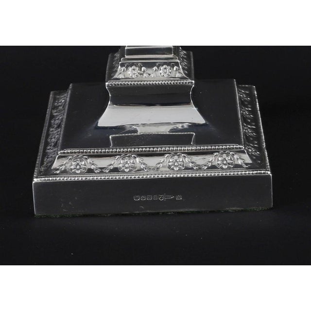 Antique Neoclassical Silver-Plated Candlesticks from Walker & Hall, 19th Century, Set of 2 For Sale - Image 10 of 15