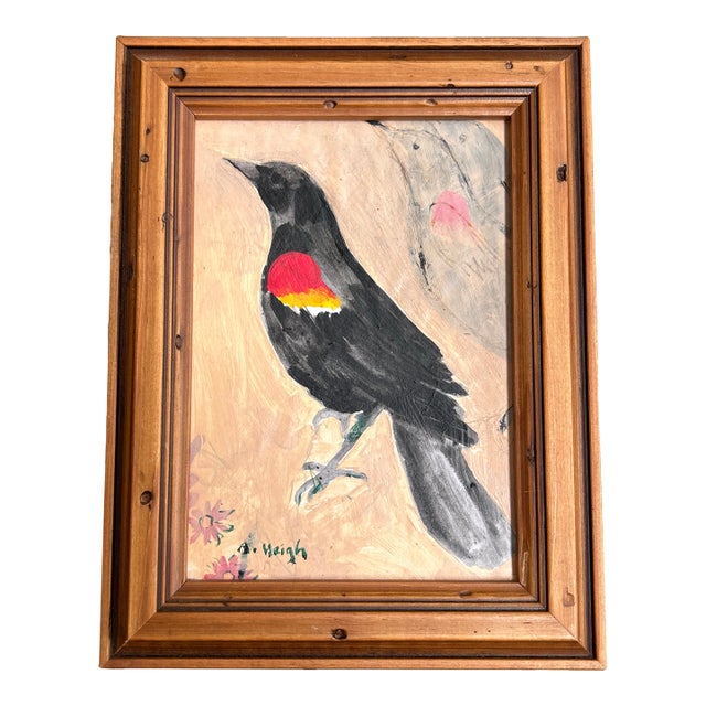 Contemporary Original “Redwing Blackbird Study” Painting by Anna Heigh For Sale