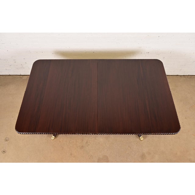 Baker Furniture Style Georgian Mahogany Double Pedestal Extension Dining Table, Newly Refinished For Sale In South Bend - Image 6 of 15