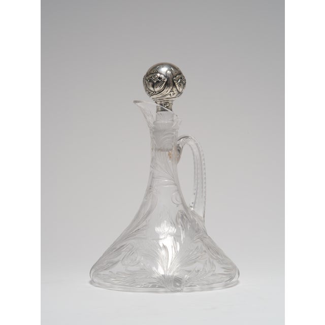 Early 20th Century Art Nouveau Cut Glass Ships Decanter With a Sterling Silver Mounted Stopper, Theodore B Starr For Sale - Image 4 of 10