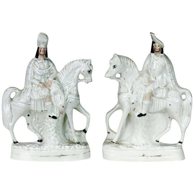 19th Century Staffordshire Scottish Highlander Hunters - A Pair For Sale