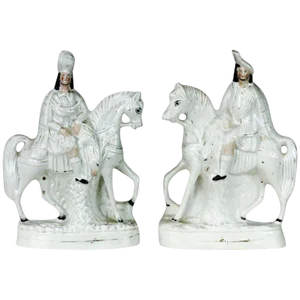 19th Century Staffordshire Scottish Highlander Hunters - A Pair