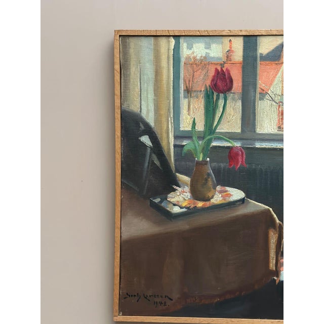 Georg Larsson, View from Window, 1942, Oil on Canvas, Framed For Sale - Image 7 of 16