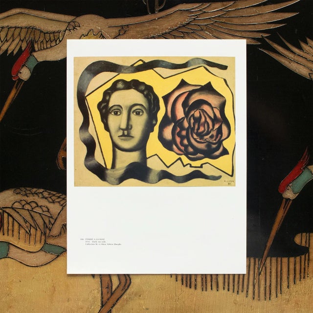 Paper 1990 After Fernand Leger "Femme a La Rose", Full-Color Parisian Print For Sale - Image 7 of 9