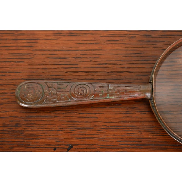 Bronze Tiffany Studios New York Zodiac Bronze Magnifying Glass For Sale - Image 8 of 11