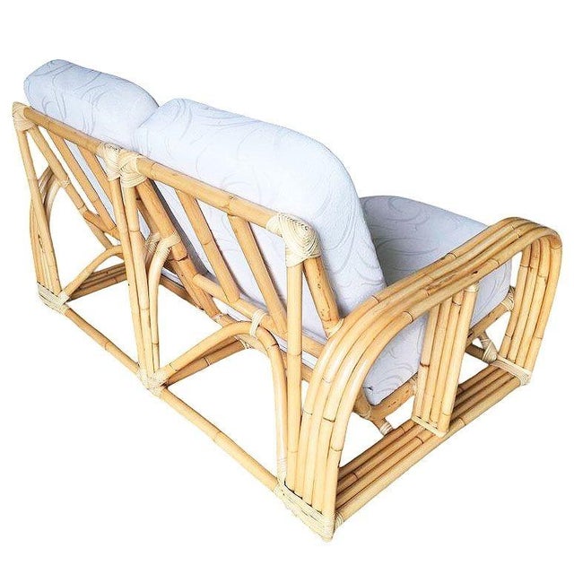 Restored Paul Laszlo Designed Rattan 4-Strand Sectional Settee by by Ficks Reed For Sale In Los Angeles - Image 6 of 11