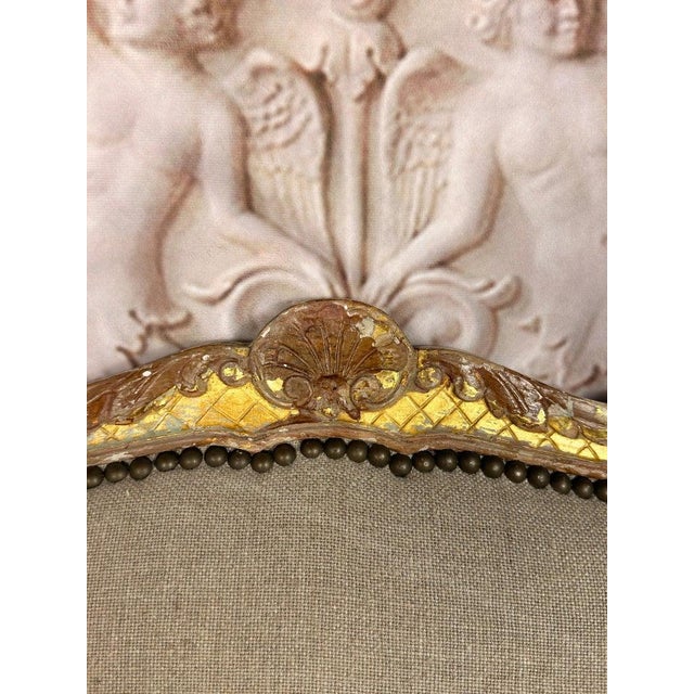 Late 19th Century Set of 14 French Louis XV Style Gilt Dining Chairs With Linen Upholstery For Sale - Image 5 of 18
