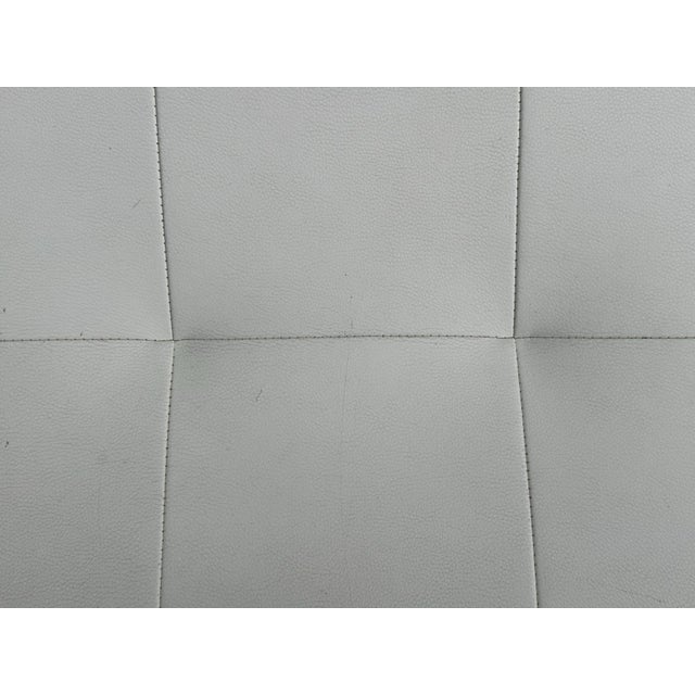 White Post Modern White Leather Scoop Shape Ottomans, Pair For Sale - Image 8 of 10