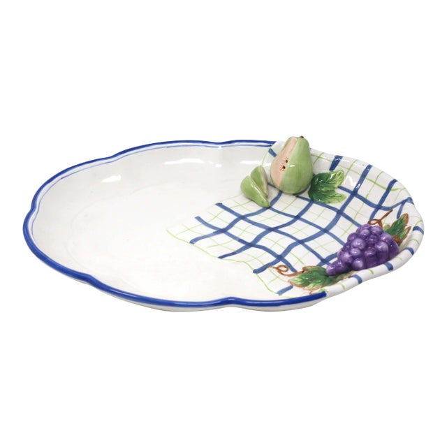 Vintage Trompe-L'œil Grapes and Pear Serving Platter by Bella Casa For Sale