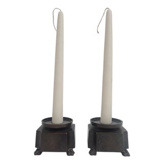 Swedish Grace Bronze Candleholders by Jacob Ängman for GAB, 1920s, Set of 2 For Sale