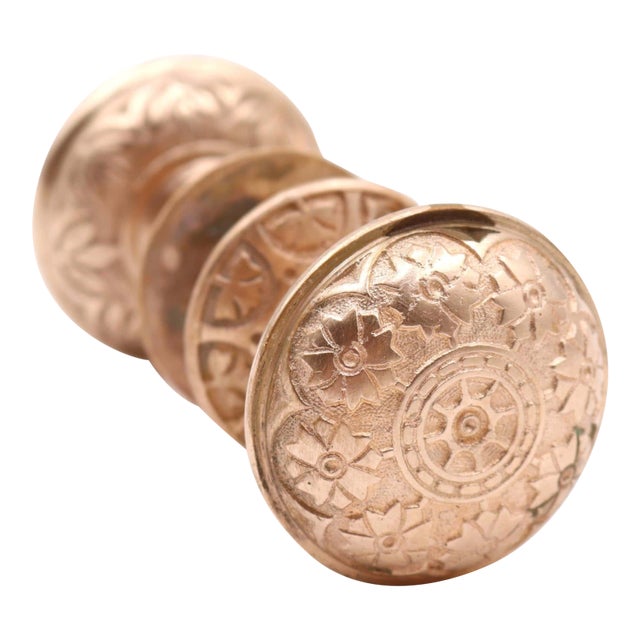 Antique 1870s Polished Brass Vernacular Door Knob Set For Sale