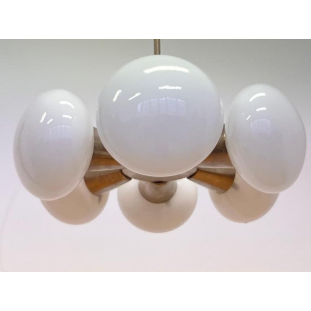 Glass Vintgae Chrome Pendant Light, 1970s For Sale - Image 7 of 8