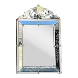 Vintage Venetian Etched Glass Mirror For Sale
