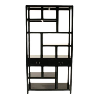 Black Lacquer Geometric Book Case For Sale