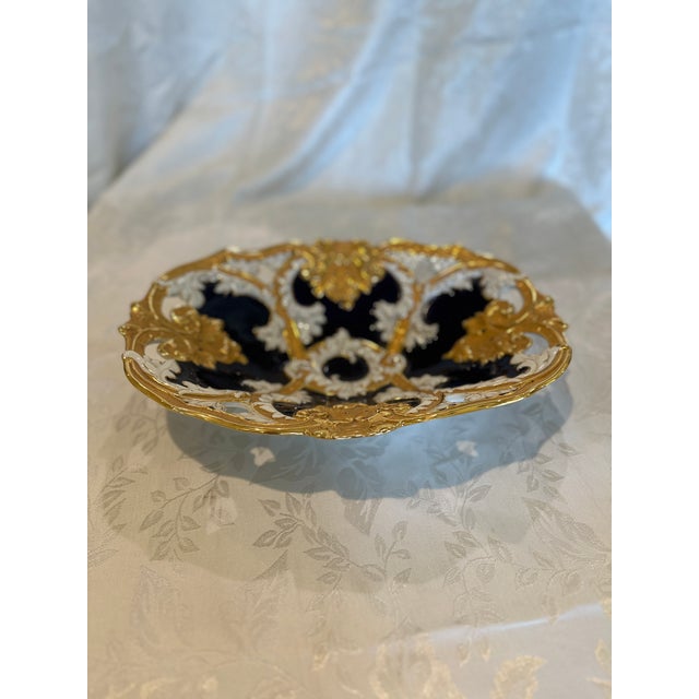 Antique Meissen Porcelain Oval Reticulated Serving Dish - Retailer Ernst Wahliss Wien For Sale - Image 6 of 10