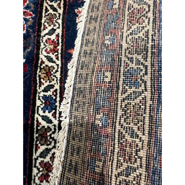 Late 20th Century Navy Blue Persian Antique Kashan For Sale - Image 4 of 12