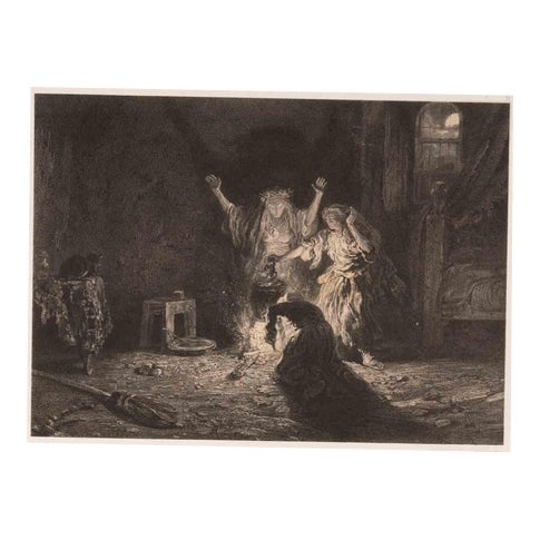 Louis-Eugène Le Roux after Alexandre-Gabriel Decamps, Les Sorcières de Mechlin (The Witches of Mechlin), Lithograph, 1846 For Sale