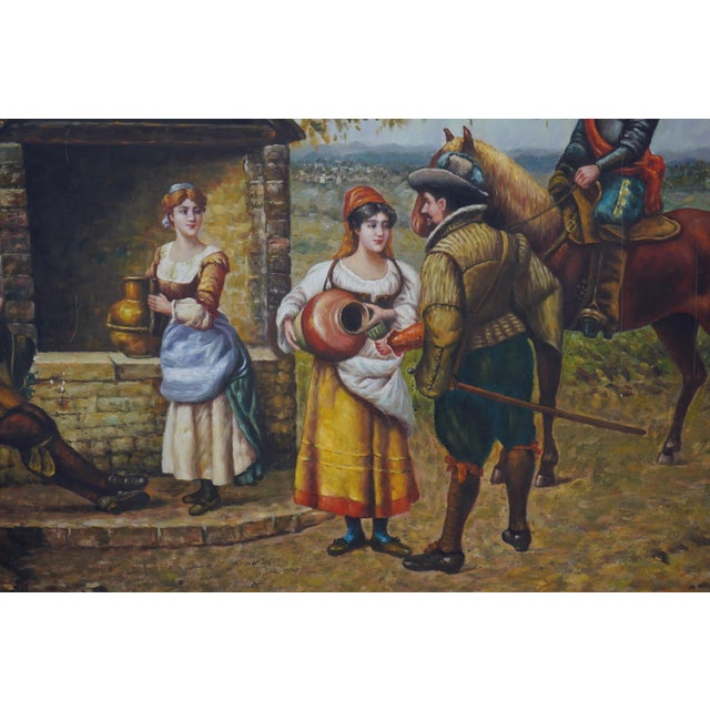 Gold Large Framed Oil Painting on Canvas Mexican Village For Sale - Image 8 of 11