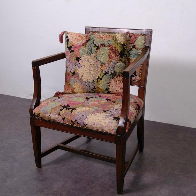 Late 19th Century Wooden and Fabric Armchair with Cushion For Sale - Image 15 of 18
