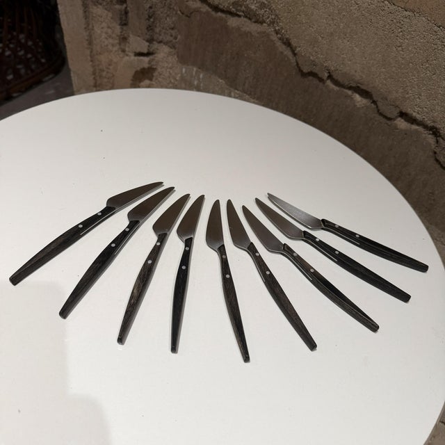 Mid-Century Modern Mac De Luxe Series Steak Knives Mid-Century Japan Stainless Steel Wood For Sale - Image 3 of 10