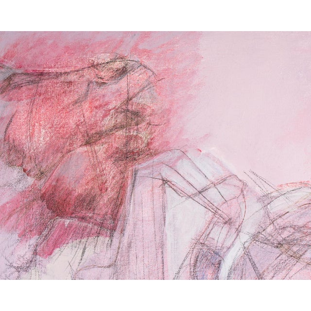 Signed Acrylic and Charcoal on Canvas Painting by Shirley Aley Campbell For Sale - Image 9 of 9