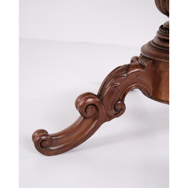 Brown Late Empire Pedestal Table in Mahogany with Carved Details, 1840s For Sale - Image 8 of 14