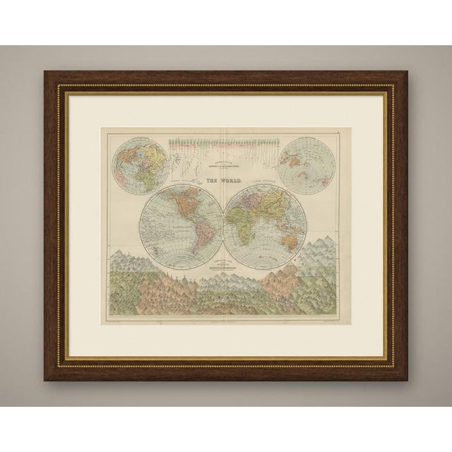 A double hemisphere map of the world, the western and eastern halves set side by side, with the continental outlines and...