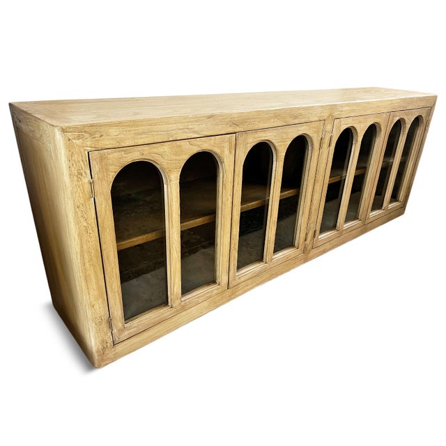 Blond Elm Arch Window Sideboard Credenza For Sale - Image 4 of 8
