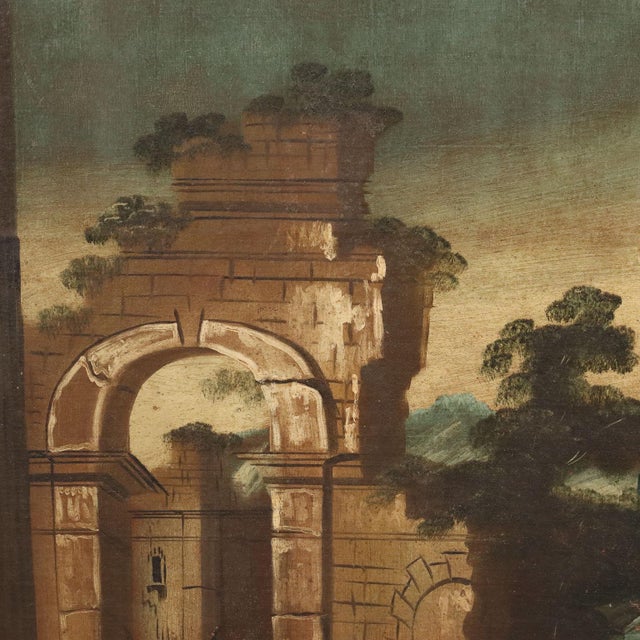 Unknown, Architecture and Characters, Oil on Canvas For Sale - Image 8 of 14