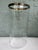 Vintage Mid-Century Clear Glass Lamp Shade With Solid Brass Rim | Large Replacement Hurricane Shade For Sale - Image 4 of 8