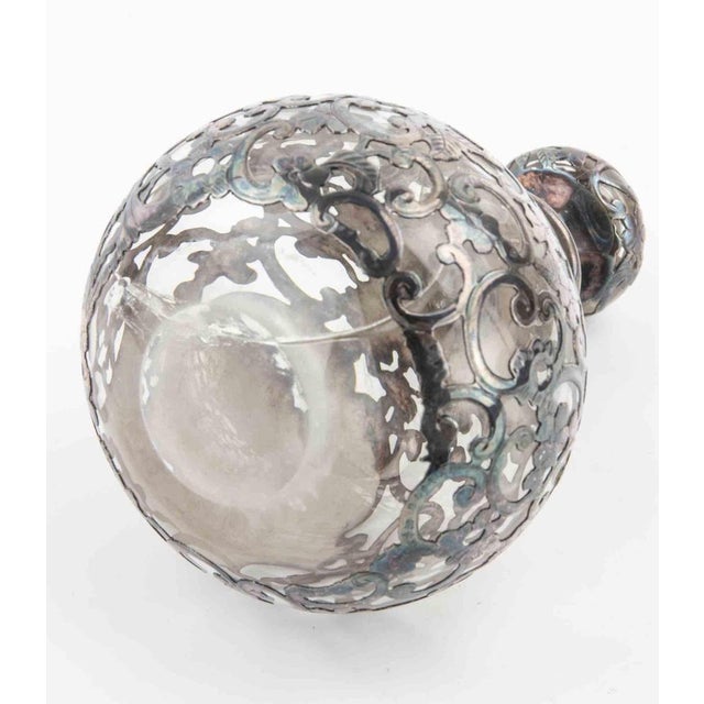 Art Nouveau Sterling Overlay Glass Bottle, Early 20th Century For Sale - Image 5 of 6