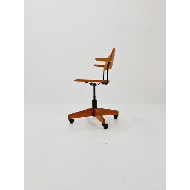 Bauhaus Swivel Office Armchair in Wood from Stollgiroflex 1960s For Sale - Image 11 of 11