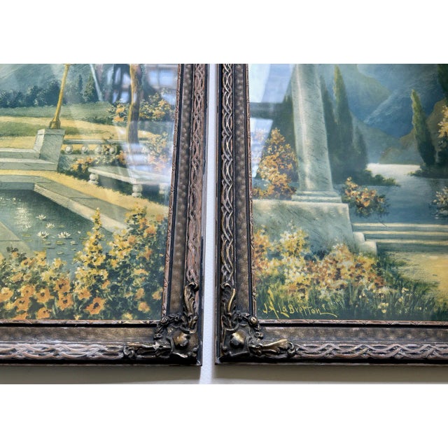 1900 - 1909 Early 1900's Pair of J. A. LeBretton Framed Color Garden Prints For Sale - Image 5 of 12