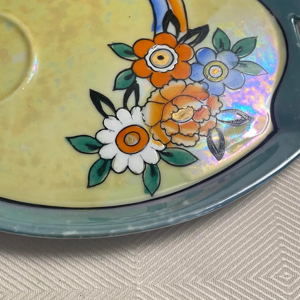 Early 20th Century Japanese Handpainted Lusterware Tea Cups