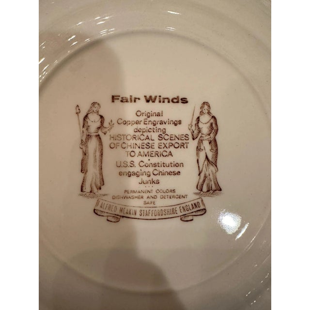 Vintage Alfred Meakin Staffordshire Fair Winds The Friendship of Salem Brown Salad Plates- Set of 10 For Sale - Image 9 of 9