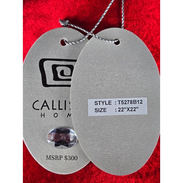 Callisto Home Pillow 22" X 22" Red Snake & Zodiac Signs Embroidered For Sale - Image 6 of 6