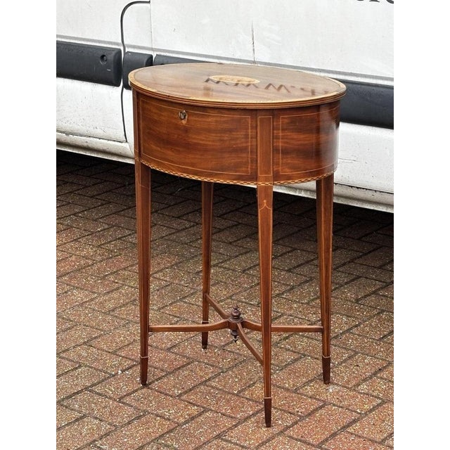 Sheraton Revival Inlaid Satinwood Side Table For Sale - Image 11 of 18