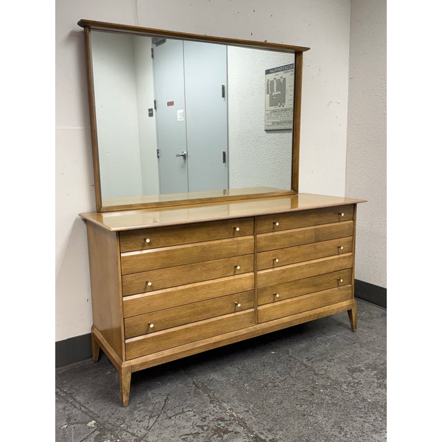 Mid-Century Modern Heywood Wakefield Cadence Dresser + Mirror, Vintage For Sale - Image 3 of 12