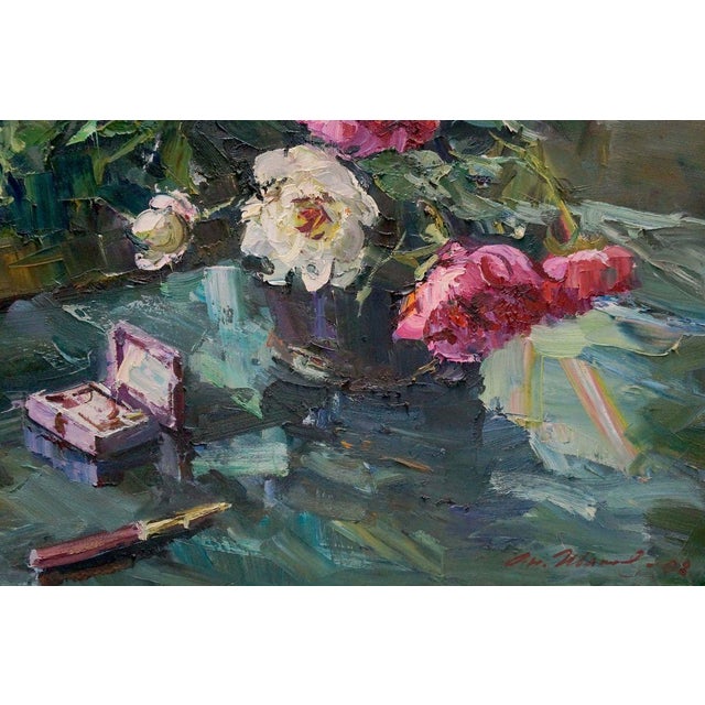 Oil Painting Peonies Shapovalov Anatoly Gavrilovich For Sale - Image 4 of 8