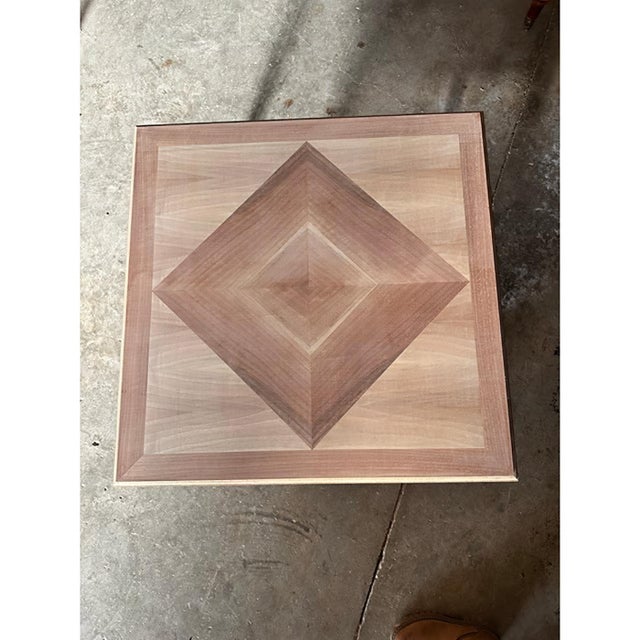 Italian Square Natural Walnut Coffee Table from Simoeng For Sale - Image 4 of 7