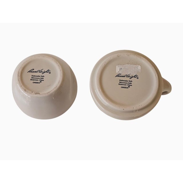 2000 - 2009 Russel Wright Oneida 5" Tall Stacking Sugar and Creamer Set in Linen White - New - Unused - Euc For Sale - Image 5 of 6