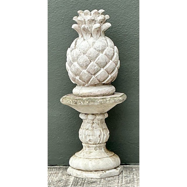 Vintage Cast Concrete Pineapple on Pedestal For Sale - Image 9 of 12