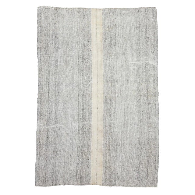 1960s Vintage Gray Turkish Kilim Rug- 7′2″ × 10′ For Sale