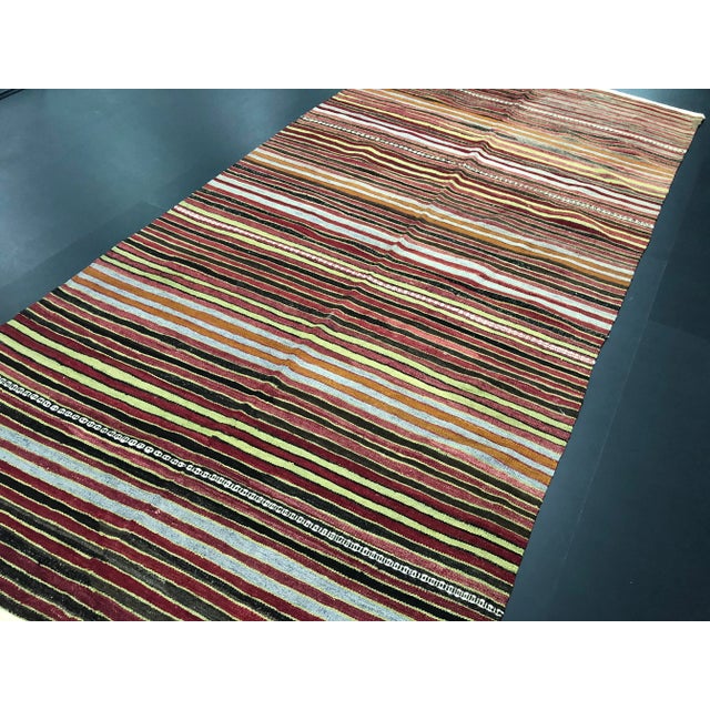 Brick Red 1960s Vintage Handwoven Turkish Kilim Rug - 5′3″ × 10′11″ For Sale - Image 8 of 11