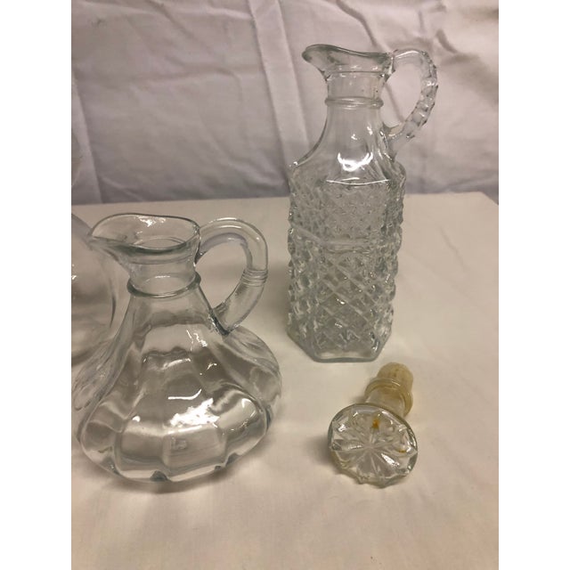 1970s Crystal Clear Glass Cruets With Stoppers Set of 3 Chairish