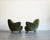 Mid-Century Modern Vladimir Kagan Barrel Lounge Chairs in Olive Green Velvet and Walnut Legs For Sale - Image 3 of 10