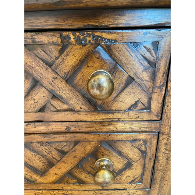 Maitland - Smith Scarborough House by Maitland-Smith Attributed Bedside Table With Basketweave Pattern For Sale - Image 4 of 9